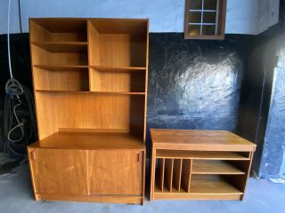 Mid Century Modern Danish Teak Wall Unit Desk Shelving Book Case Cabinet 6