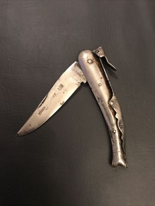 Vintage Navaja Steel Knife Tiger Huntint Knife Locking Blade Antique Knife
