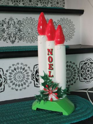 Vintage Christmas Empire 13 " Candle Cluster Noel Blow Mold W/ Light Cord