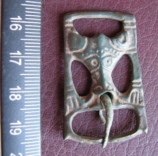 Authentic Ancient Artifact Viking Bronze Buckle With Bear Vk 68