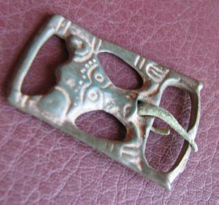 Authentic Ancient Artifact Viking Bronze Buckle with Bear VK 68 3