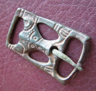 Authentic Ancient Artifact Viking Bronze Buckle with Bear VK 68 5