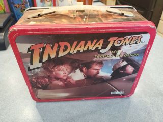 Vtg 1984 Indiana Jones Temple Doom Metal Lunchbox W/ Thermos King Seeley