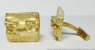 Brutalist 18k Gold Mid Century Signed AG Massive Mens Vintage Cufflinks 2