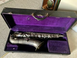 Antique Conn Silver Plated Low Pitch Tenor Saxophone W Case - December 8,  1914
