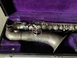 ANTIQUE CONN SILVER PLATED LOW PITCH TENOR SAXOPHONE W CASE - DECEMBER 8,  1914 2
