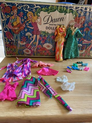Vintage Dawn And Her Friends Doll Case 3 Dolls & Accessories 3