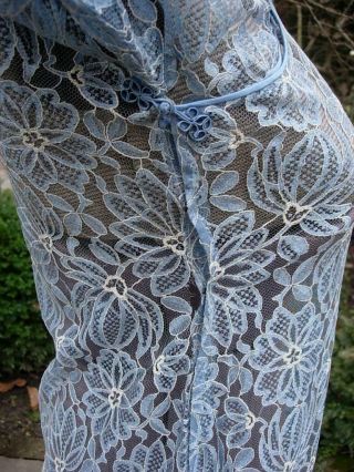 EXQUISITE OLD 1930S CHINESE FULL LENGTH BLUE LACE CHEONGSAM,  QIPAO 6