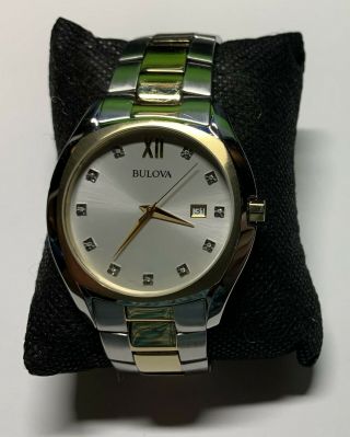 Bulova Diamond Silver Dial Two Tone Quartz Watch 98d125