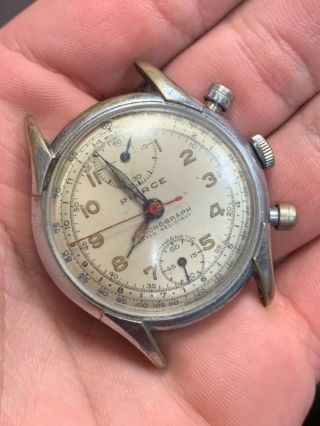 Rare Large Vintage Pierce Mechanical Chronograph Watch For Parts/repair