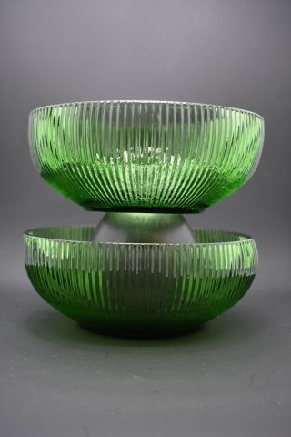 Vintage E.  O.  Brody Co.  Cleveland Depression Glass Green Ribbed Bowl 6 "