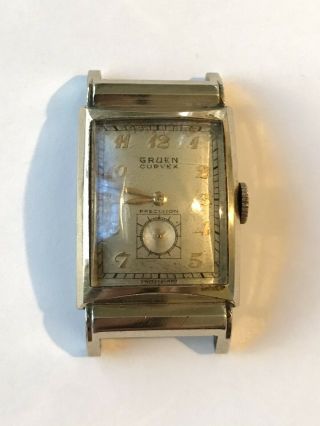 Vintage Gruen Curvex Precision 10k Gold Filled Mens Wrist Watch