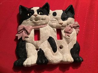Vintage Vickilane Creative Design Cat Light Switch Cover Black And White