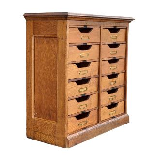 Antique Amberg 12 - Drawer Oak Library Letter File Cabinet