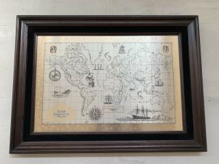 Franklin Royal Geographical Society Sterling Silver Map Framed 1976 2
