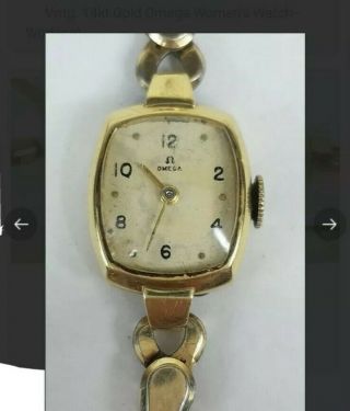 Vintage Omega 14k Yellow Gold Filled Ladies 6 " Wrist Watch 17 Jewel