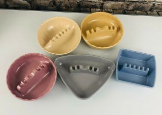 5 Vintage Mid Century Ges - Line Delta Wing Triangle Melamine Ashtray Square Round