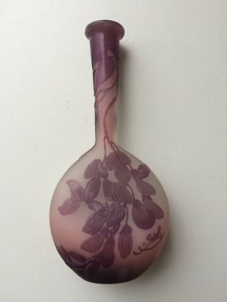 Emile Galle Glass Vase Cameo Solifleur C.  1905 Art Nouveau Antique
