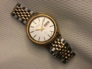 Vintage Mens Seiko Automatic 17j Two Tone Day / Date 6309 - 8239 Watch 37mm