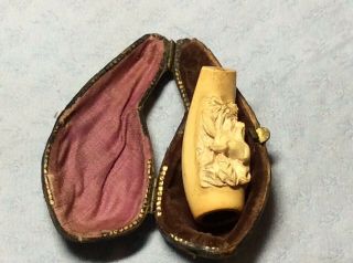 Antique Vintage Small Pipe With Case.