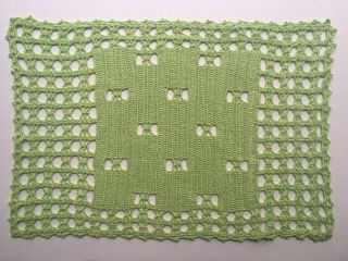 4 Vintage Placemats Crochet Light Green Yarn Handmade Set Of 4 Cotton