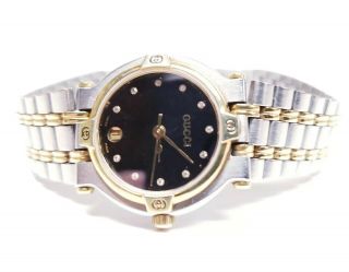 Gucci 9000l Diamond Dial Authentic Swiss Ladies Watch 18k Gold Plated