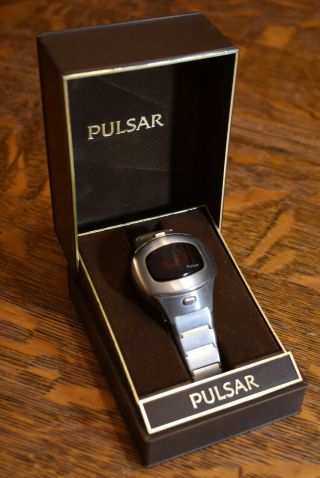 Vintage Pulsar Watch Time Computer,  Inc Usa Stainless Steel Led Digital.