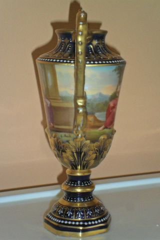 Stunning Antique Royal Vienna Porcelain Urn/Vase - artist signed - Gold Cobalt Blue 6