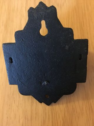 Antique Vintage Cast Iron Match Box Safe Holder Tole Painted 3