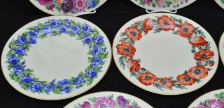 Set of 8 Antique Dresden Porcelain HP Floral Service Plates Ambrosius Lamm 4