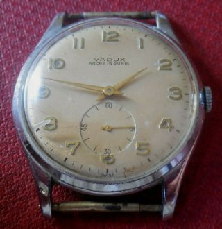 Vintage 1950s Oversized ELOGA VADUX 15 Jewels Swiss Made Running Wristwatch 3