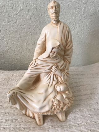 Vintage Atlantic Mold Nativity Holy Family Joseph Mary Jesus Statue Ceramic Beig
