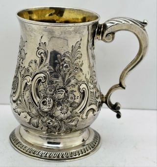 Good George Iii Solid Silver Heavily Repoussed Mug/tankard.  J.  King 1775.  326gram