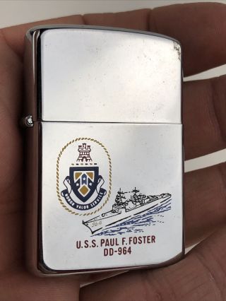 Vintage U.  S.  S.  Paul F.  Foster Dd - 964 Zippo Flip Lighter