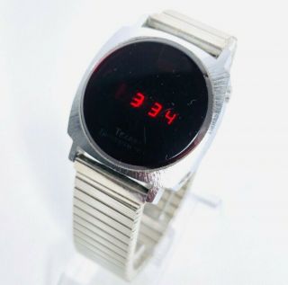 Texas Instruments 401 Mens Red Led Digital Watch Retro Vintage Electronic Repair