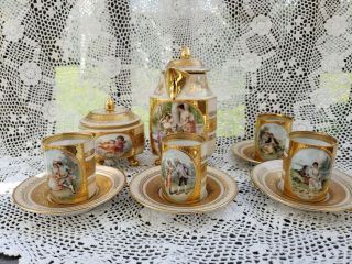 Antique Royal Vienna Style Porcelain Tea Coffee Set