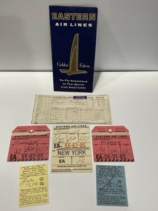 Vintage Eastern Air Lines Ticket Rebounding Pass Baggage Claim Tags Ny - Nc 1959