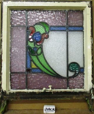 EDWARDIAN ENGLISH LEADED STAINED GLASS SASH WINDOWS Very Colorful Design 4