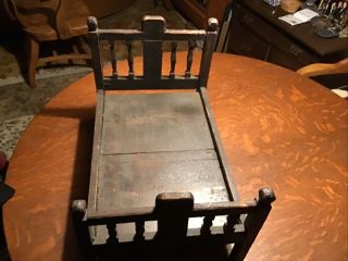 Vintage Antique Primitive Hand Made Wooden Small Doll Bed