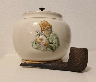 Vintage Bourne Denby England Pipe Tobacco Humidor Jar Pottery Crock
