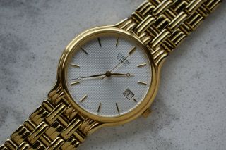Vintage Men ' s Citizen Textured Dial Date Gold Tone Quartz Watch 5510 - F52584 RUNS 2