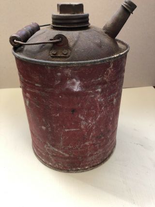 Antique Vintage 1 Gallon Gas Can With Old Red Paint