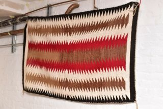Antique Navajo Rug Native American Indian Weaving Textile Large 63 " X39 " Vintage