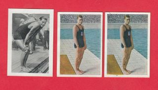 3 Tarzan Johnny Weissmuller Vintage 1928 - 1932 Cigarette Cards