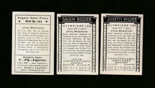 3 TARZAN JOHNNY WEISSMULLER Vintage 1928 - 1932 Cigarette Cards 2