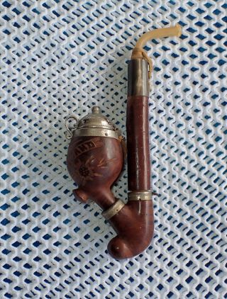 Vintage Switzerland Tobacco Smoking Pipe Lidded Hand Carved 3pc