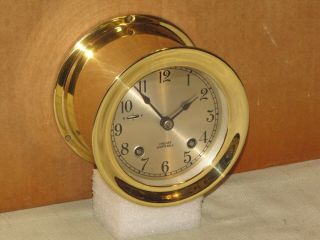 Chelsea Vintage Ships Bell Clock 3 3/4 In.  Dial 1956 Restored