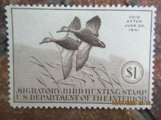 Vintage 1940 - 1941 Migratory Bird / Hunting Stamp; Duck Stamp