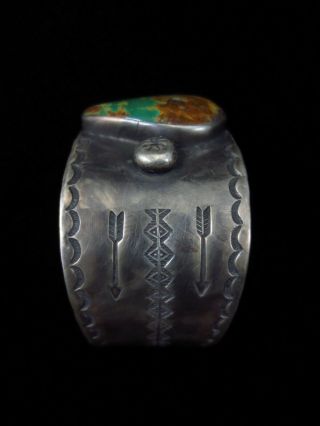 Antique Navajo Bracelet - Coin Silver and Turquoise 6