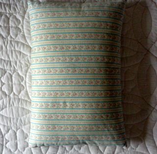 One Vintage Feather Down Bed Pillow Striped Floral Ticking 18 " X 28 " Std Size